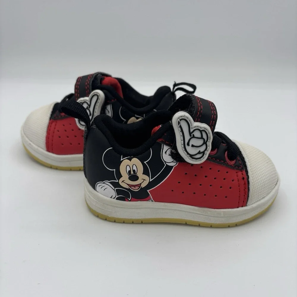 Mickey Mouse Red and‎ Black, Low Top Toddler Shoes Size3 With Adjustable Strap